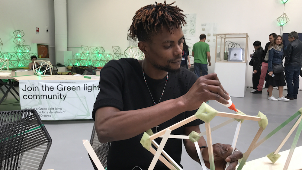 Refugee assembling light designed by Olafur Eliasson. This performance art installation was a centerpiece of the 2017 Venice Biennale and is a good example of Art as "Social Practice."